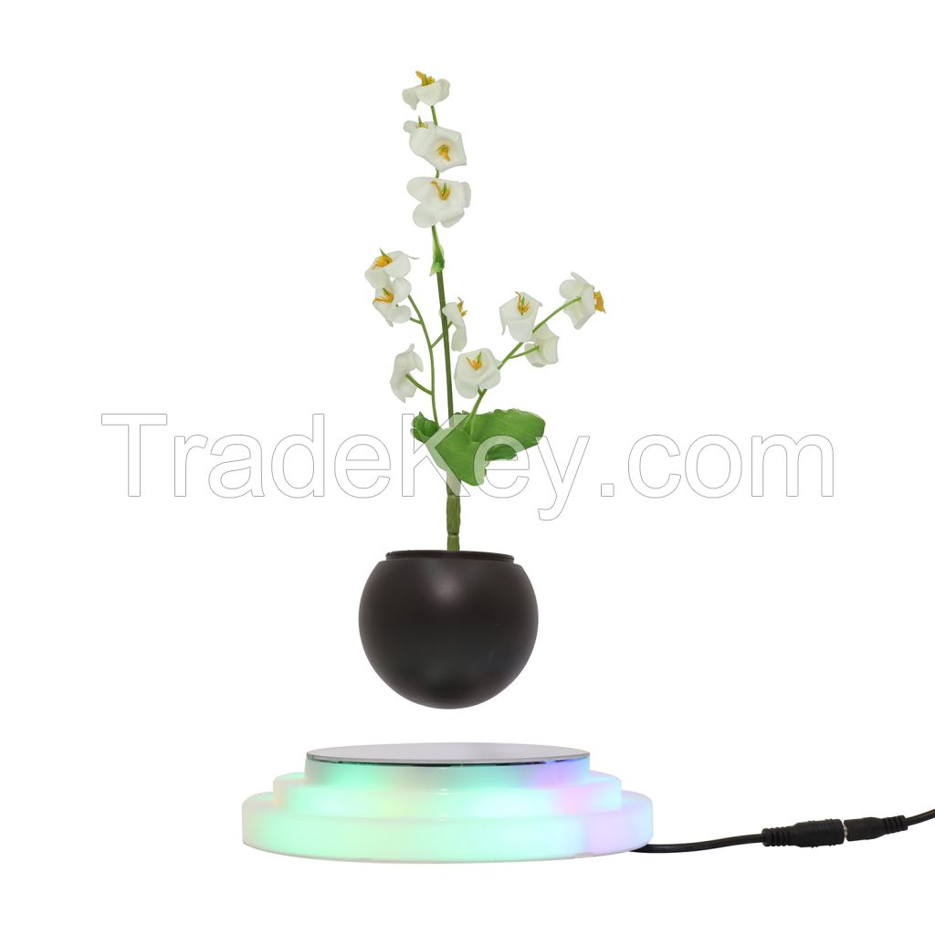 PA-0711 rgb led light magnetic levitation suspension floating plant air bonsai tree pot 