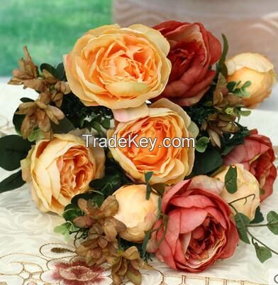 Europeanism artificial noble peony flower bouquet Home Party Decorative Flowers 52cm length with six big flowers good quality silk handmade flower