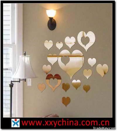 2012 hot design, heart shaped wall mirror stickers