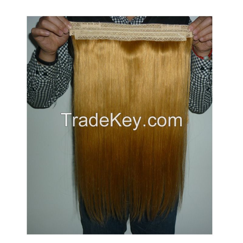 grade 7A brazilian remy hair halo hair extensions/flip in hair extensions