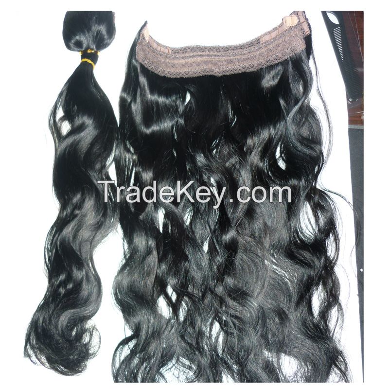 body wave india hair halo hair extensions/flip in hair extensions