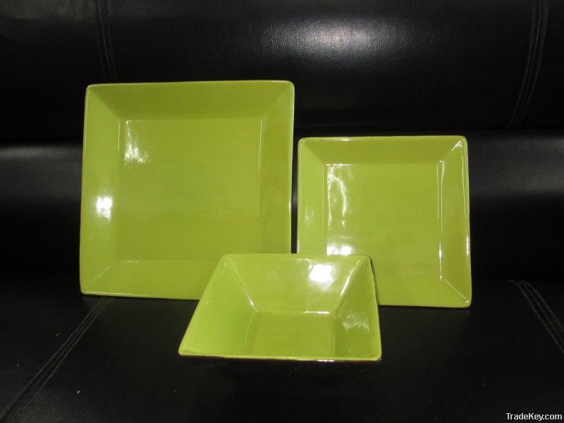 18pcs  stoneware color glazed dinner set