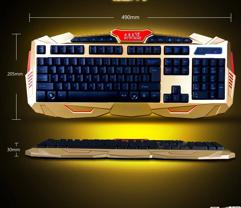 2.4GHz RF wireles gaming keyboard mouse for common computer