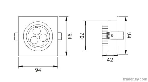 3W Square Led Ceiling Light