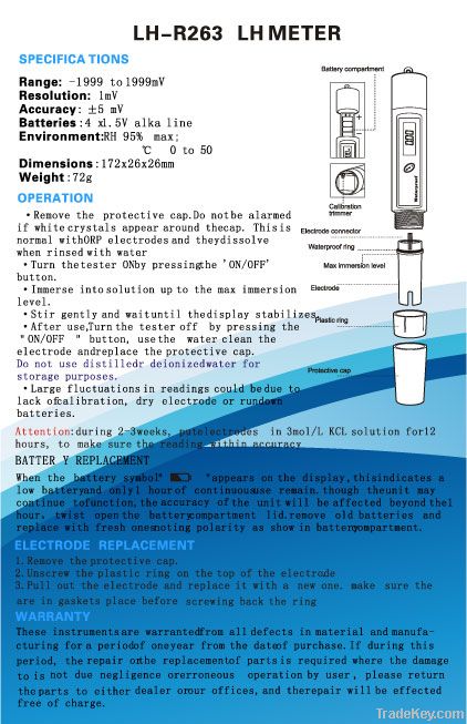 Wholesale pen type LH-R263 ORP meter in factory price