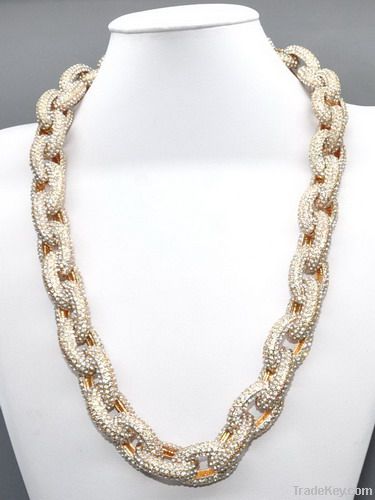 pave rhinestone chain link necklace