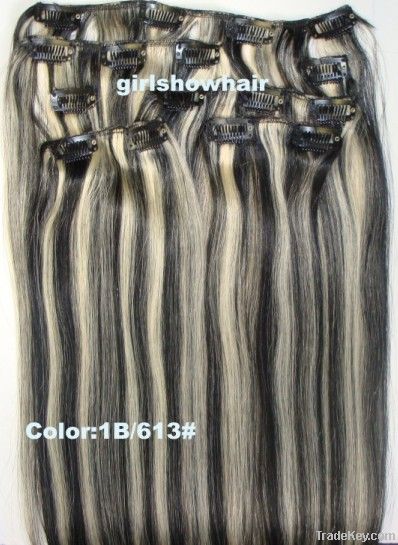 7PCS Fashionable Straight Clip in Hair Real Human Hair Extensions