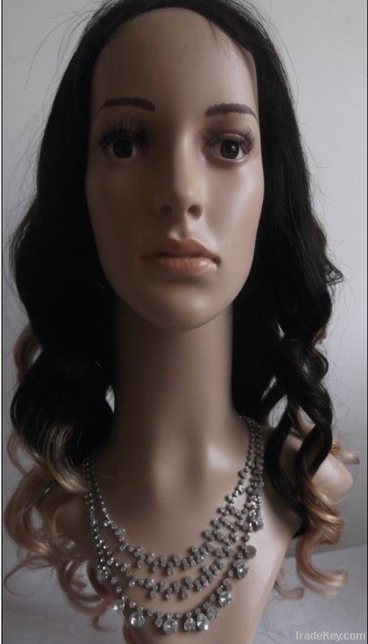 Indian human hair full lace wig, body wave two tone hair wig