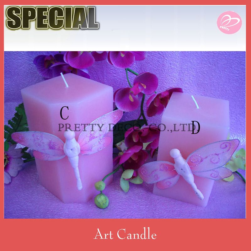 Silk butterfly scented candle for wedding decoration