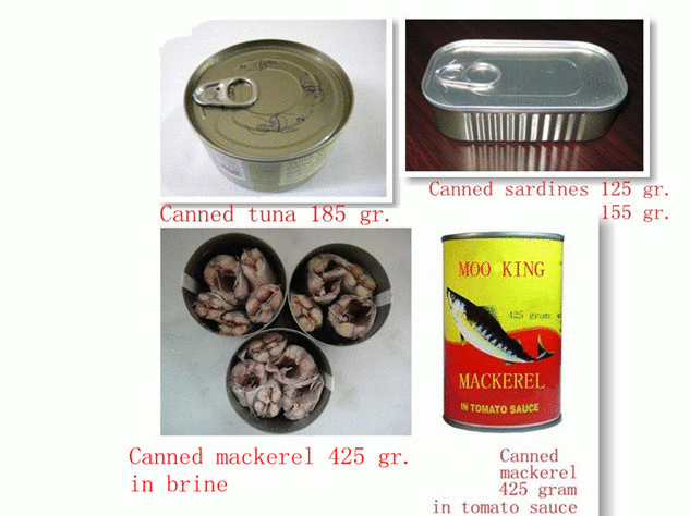 Canned tuna, canned sardines, canned mackerel of Chinese origin