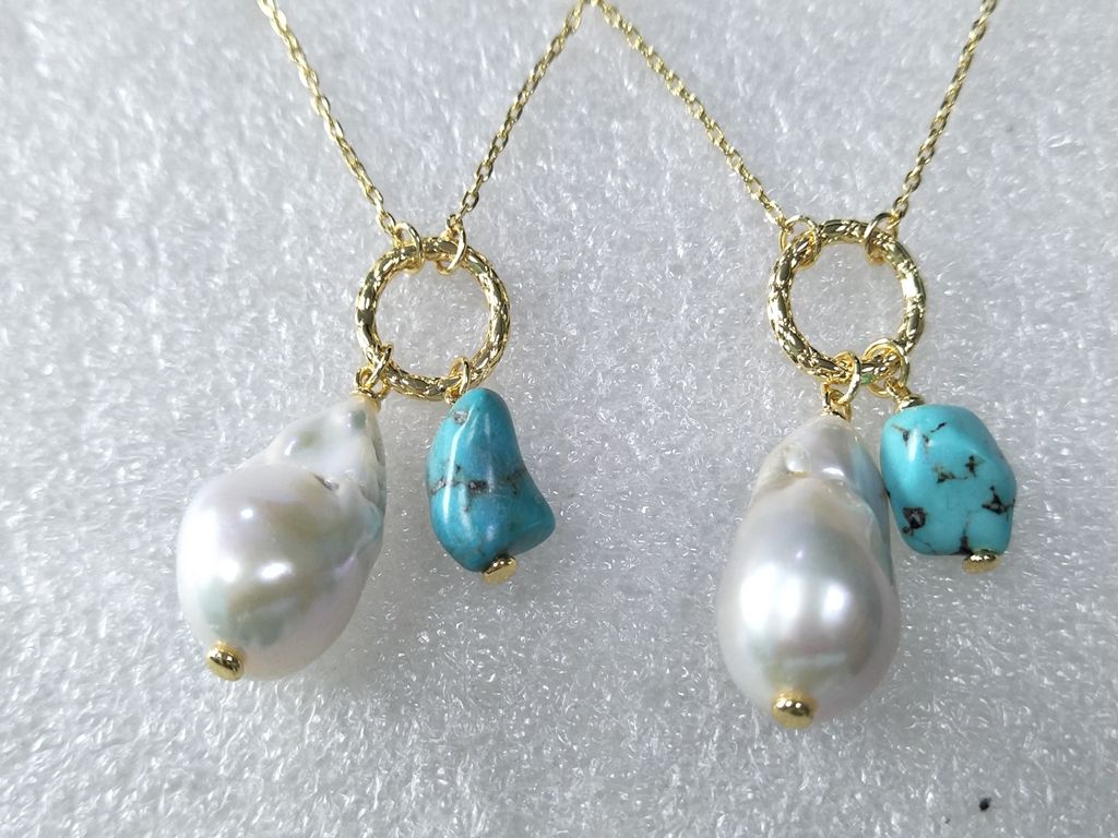 Baroque pearl Turquoise Necklace