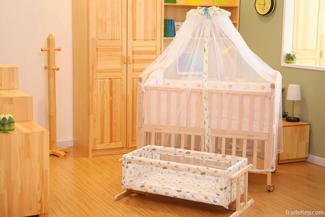 baby solid wood bed and playpens with cradle