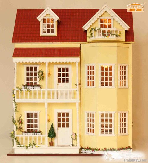 Fashion new wooden diy model miniature dollhouse, wooden educational t