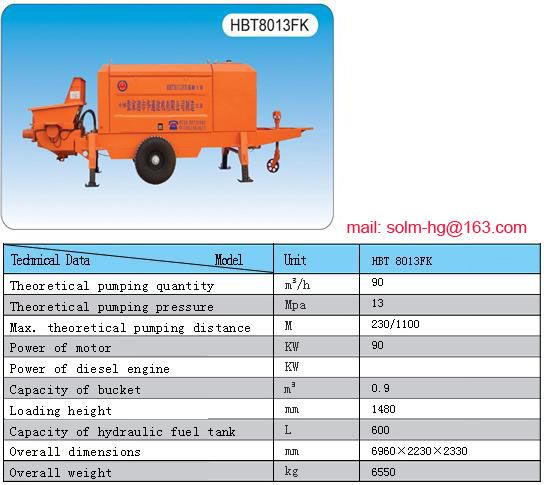 Trailed concrete pump