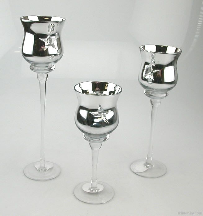 Set of 3 glass candle holder