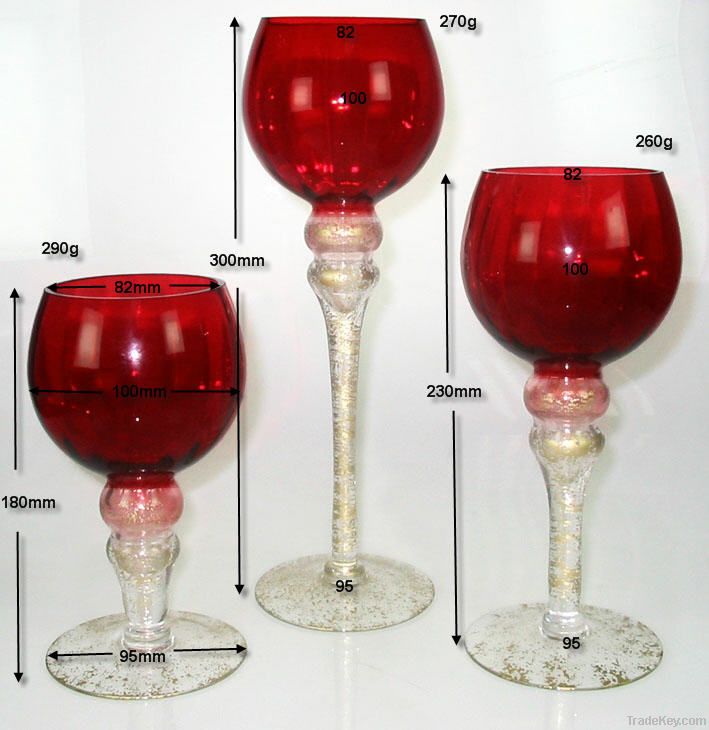 Set of 3 glass candle holder