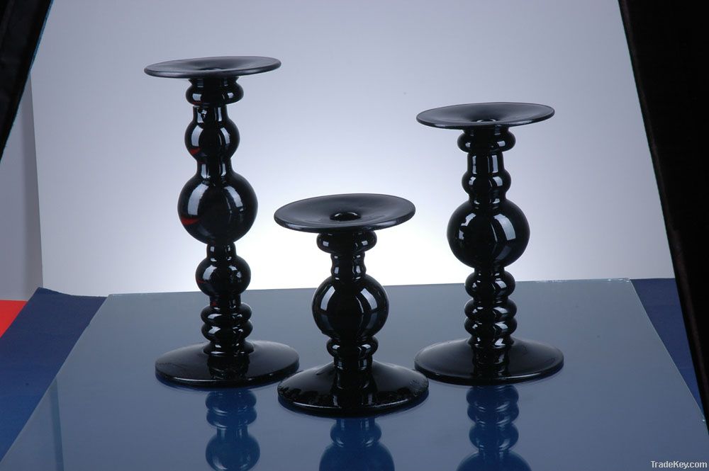 Set of 3 glass candle holder