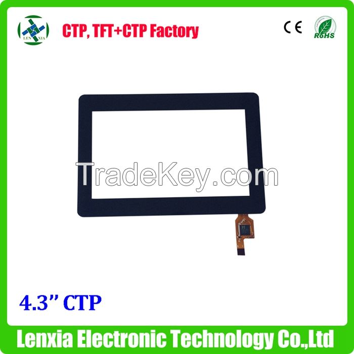 china factory 4.3 inch capacitive touch screen panel with cover glass