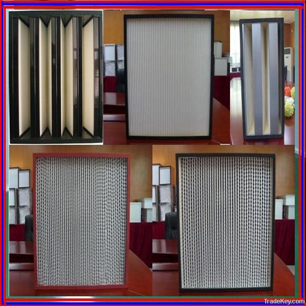 Medium efficiency V-bank mini pleat Hepa Filter