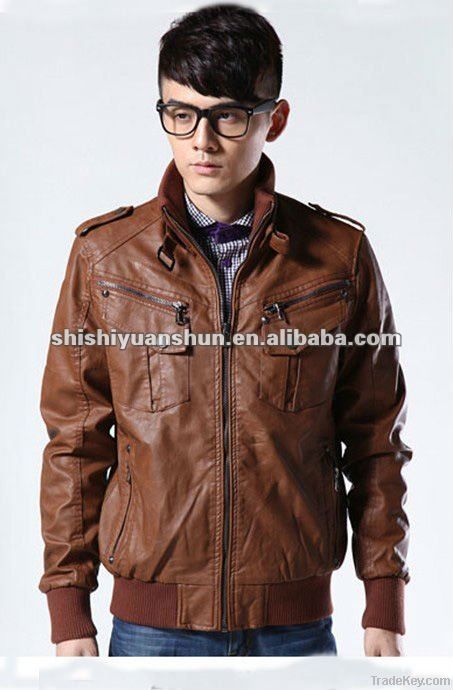 Fashion men BROWN PU jackets