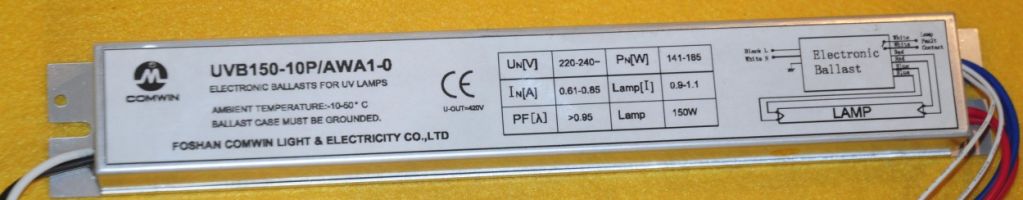 wire handle ballasts for 150W low pressure high output UV lamps