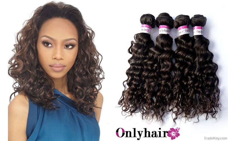 Peruvian Virgin hair , hair extensions deep wave natural color