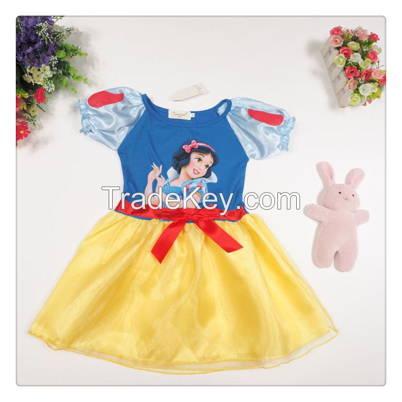 supply  baby  dress  snow white  dress short  sleeve for 3 to 7 year 