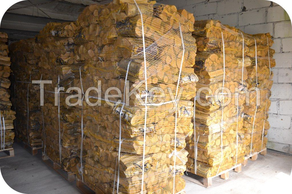 Firewood logs in net bags