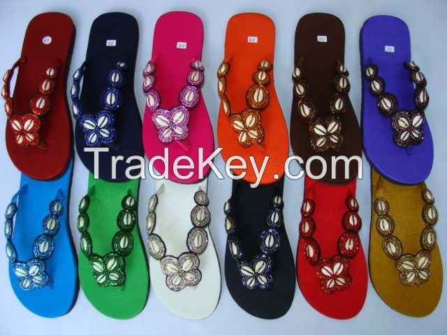 Bohemian beaded Thai silk slippers