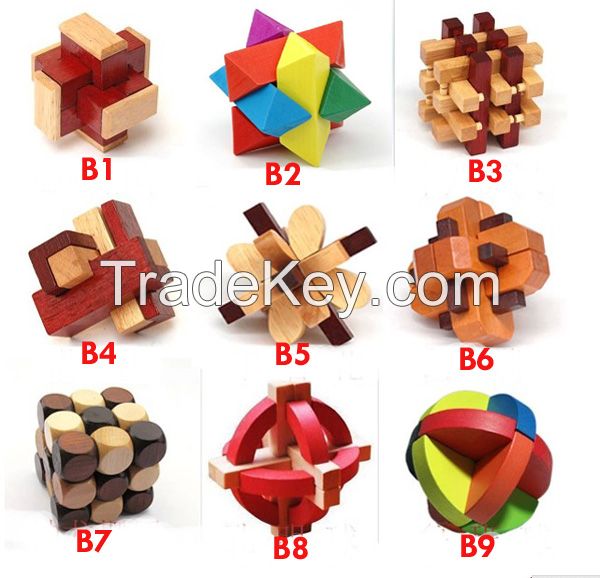 3D Puzzle Classic Wood Wooden Logic Brain Teaser Puzzles Lock Model Kit 