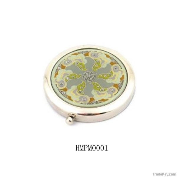 new design delicate embossed inlay crtystal pocket mirror