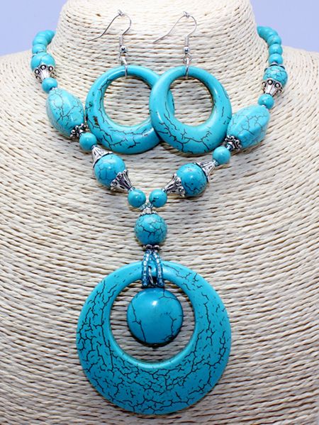 Turquoise stone necklace sets