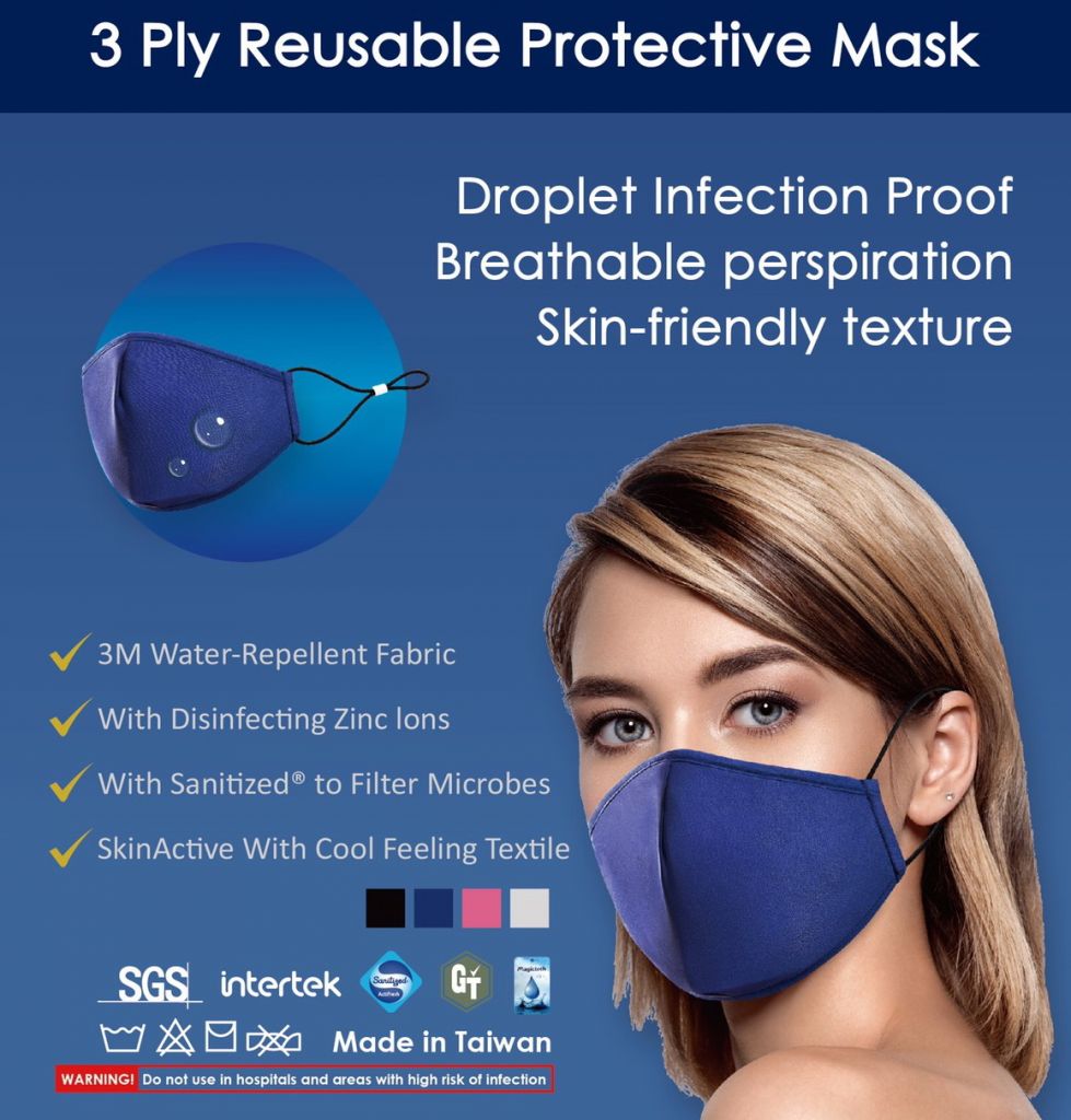 Reusable anti-bacterial face mask