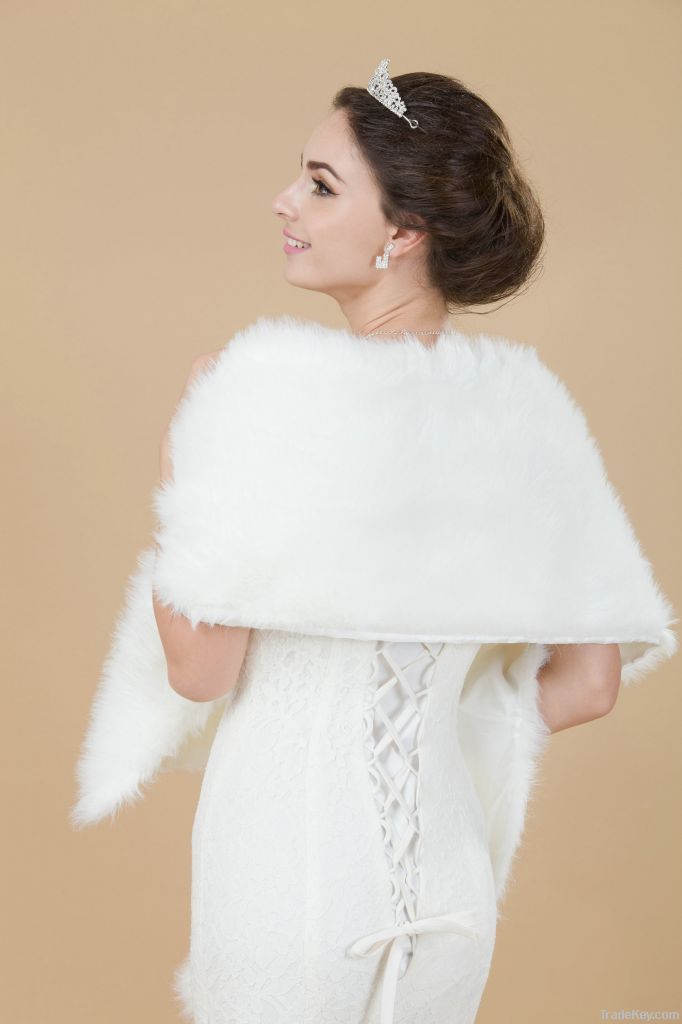 White Faux Fur Special Occasion/ Wedding Shawl