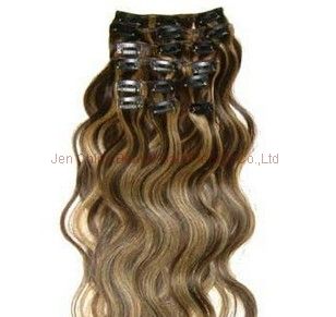 100% human hair clip in hair 