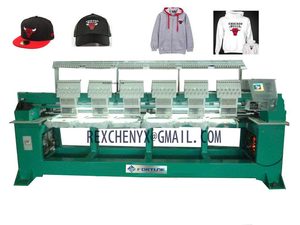 Six heads T-shirt cap embroidery machine