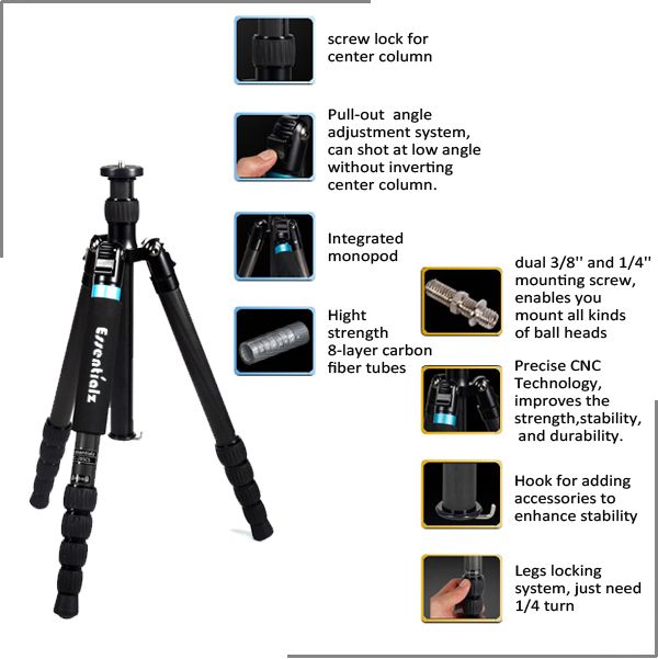 Professional carbon fiber tripod for digital camera,from Shenzhen China