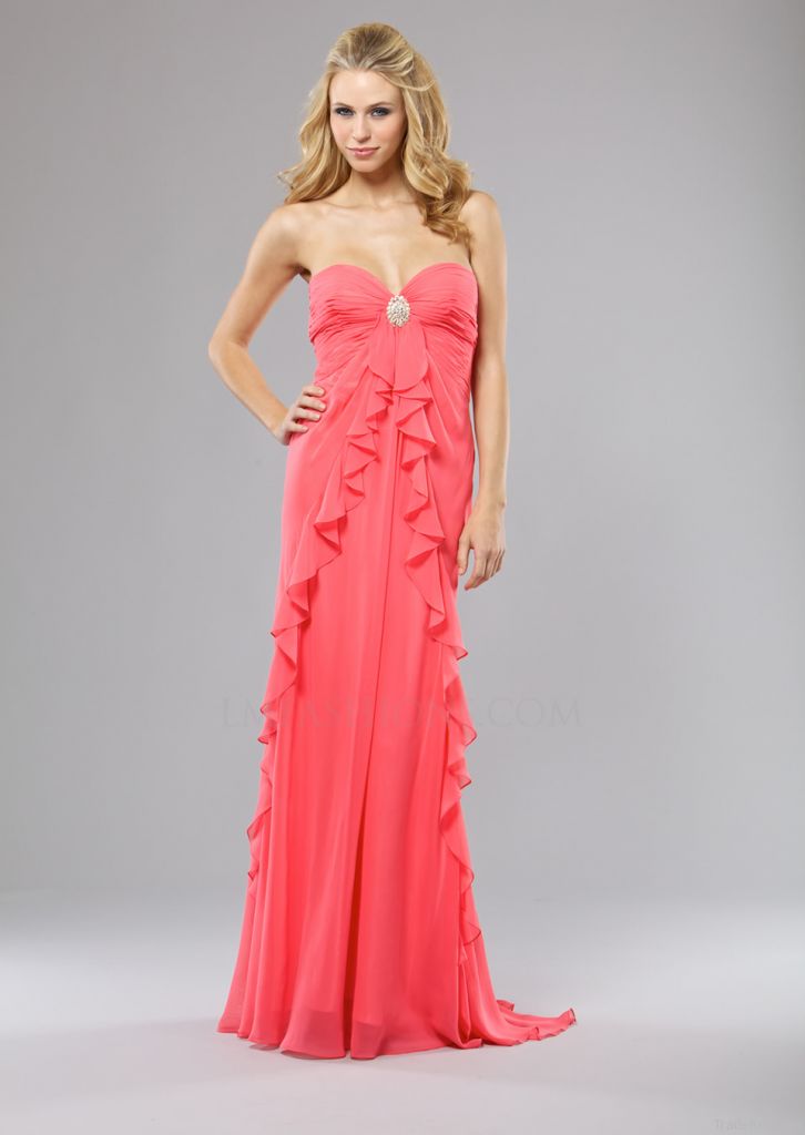 Hot Sale High Quality Sheath Sweetheart Long Chiffon Bridesmaid Dress