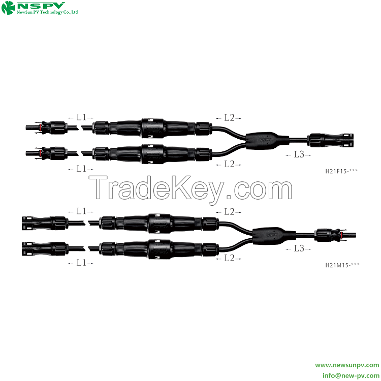 Solar Panel Parallel Connectors PV 2 To 1 Parallel Branch Connectors With Inline Fuse 1500VDC