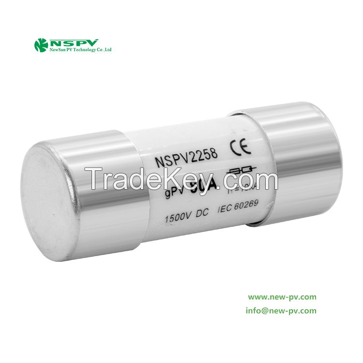 New Solar Panel Fuse High Breaking Capacity 1500VDC Max.100A Solar Fuse Link