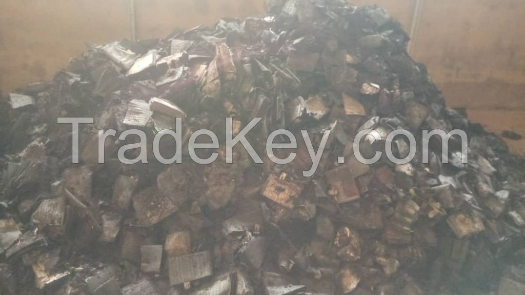 Lead plate scrap from used car batteries