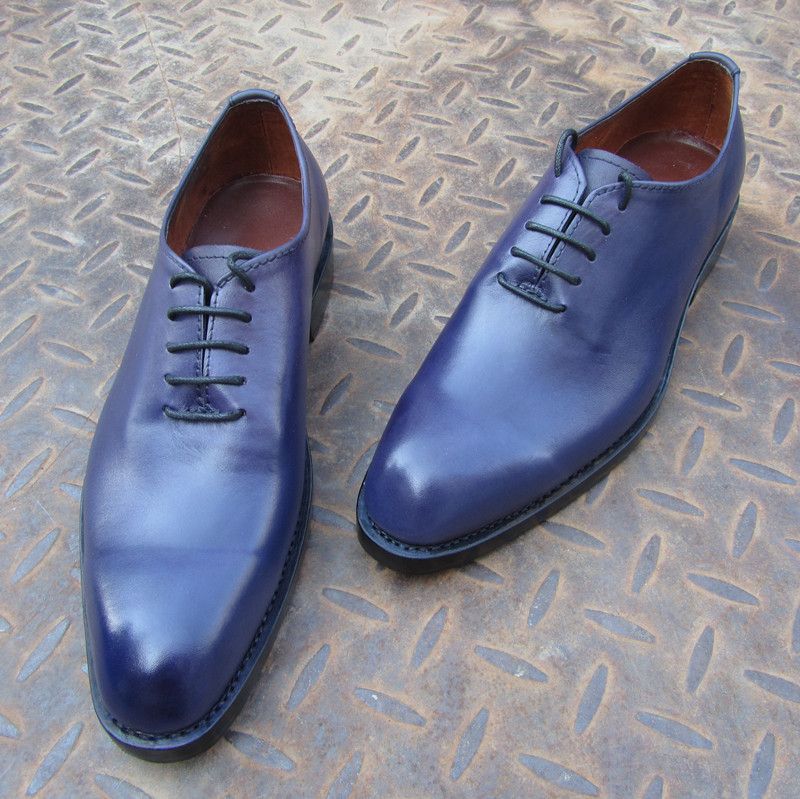 SKP15-BRAND MEN BLUE GENUINE OXFORD LUXURIY SHOES GOODYEAR CRAF