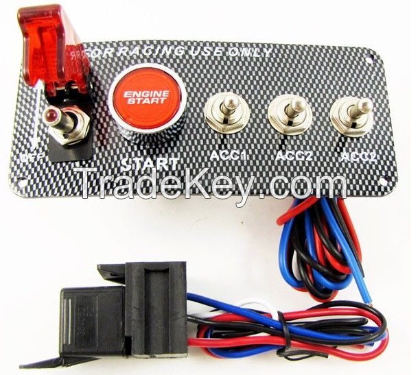 Racing Car 12V Ignition Switch Panel Engine Start Push Button LED