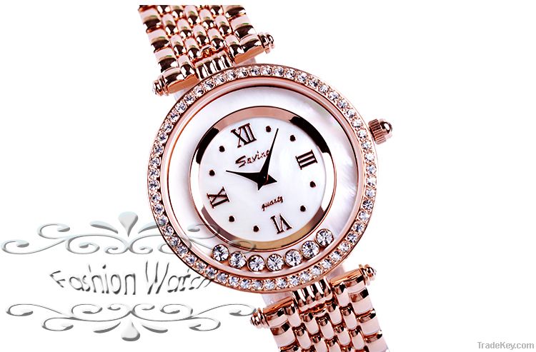 Luxury Women Watches Ladies Wrist Watches Gorgeous Rhinestones Rose Go