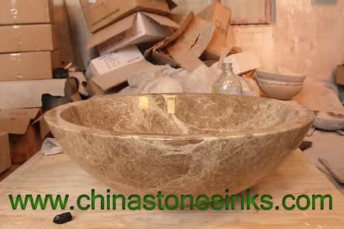 Light Emperador Marble Bowl Sink