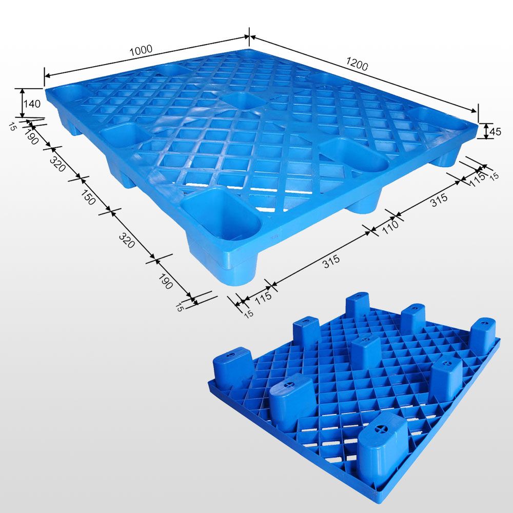 light duty 9 feet open deck plastic pallet 1200*1000*140mm