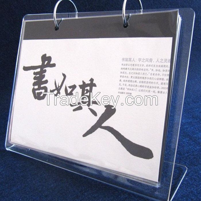 High quality 6 inches Acrylic calendar with detachable pictures or papers for wholesale