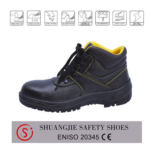 PU sole buffalo leather safety shoes steel toe cap safety work boots,