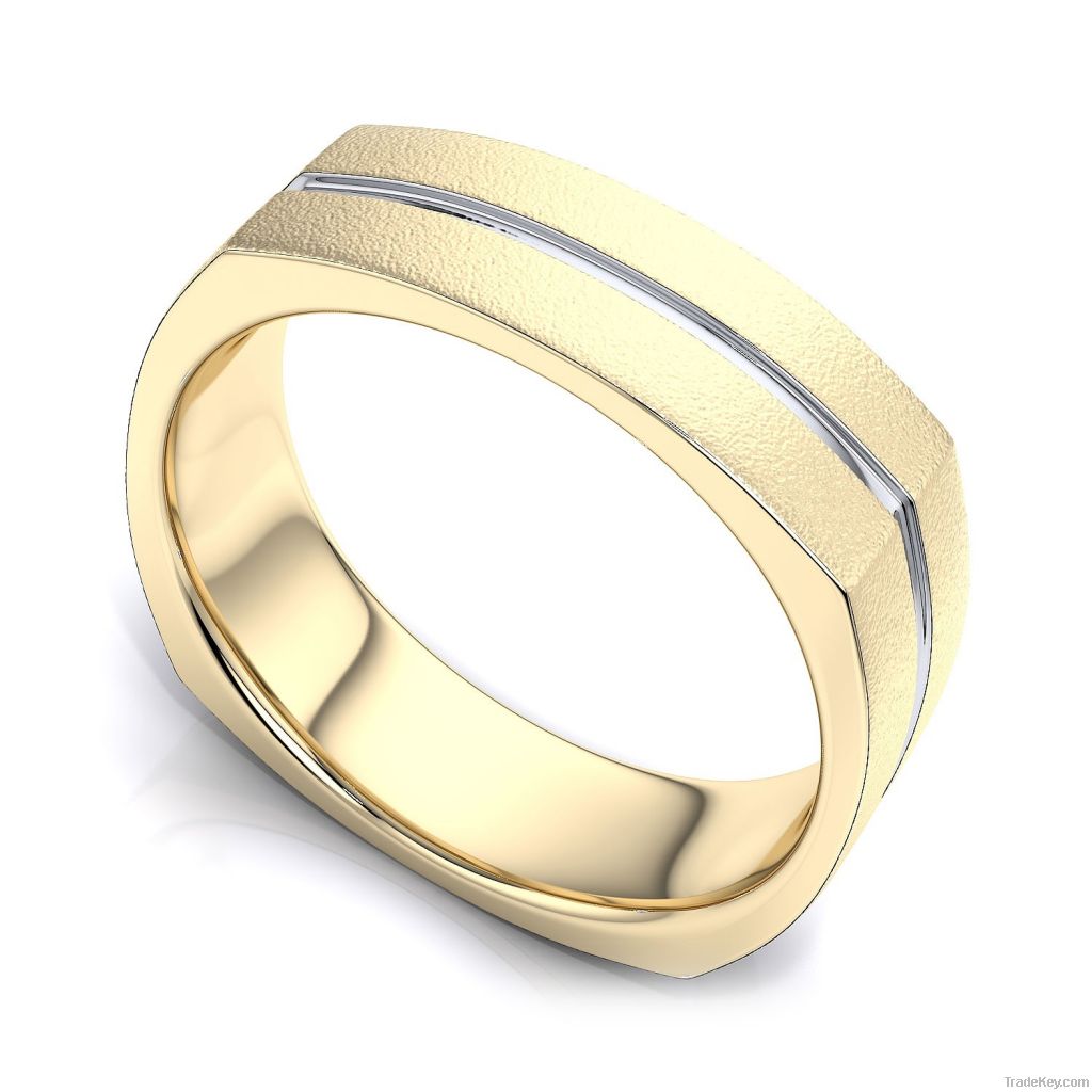 Two Tone Wedding Ring in 14k White Gold   (7mm) European Shank