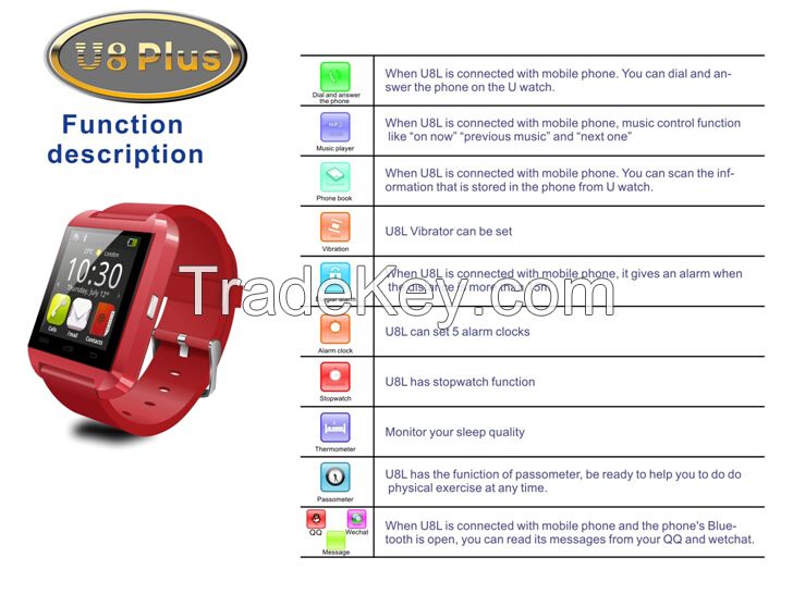 New U8 plus bluetooth smart watch compatible with both Android system and IOS system